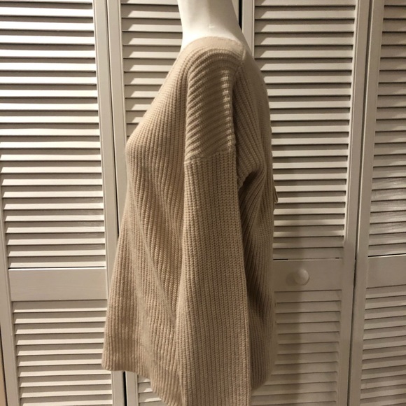 Unknown | Knit Sweater Tie Back Cream Taupe Top - Picture 5 of 8